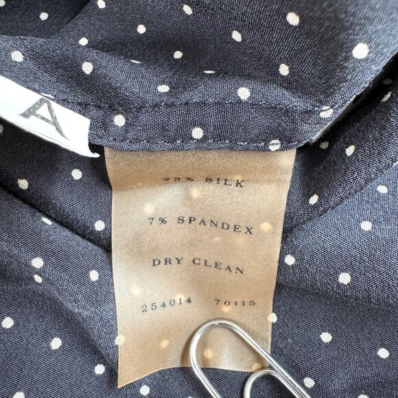 Ann Taylor Womens Button Front Shirt Size 4 Silk Blend Polka Dot Career Blue - Picture 6 of 7